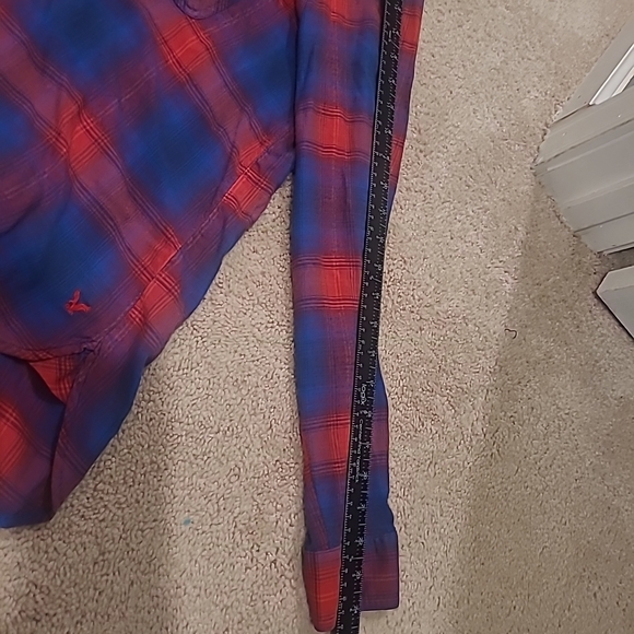 American Eagle Vintage Boyfriend Shirt Womens XL Blue Red Plaid Flannel... - Picture 14 of 14